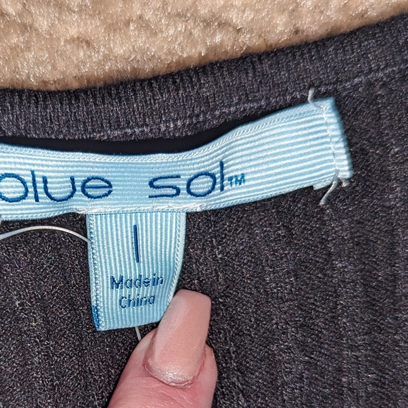 NWT, Black, feather fringed long sleeve, scoop back sweater- women's size large - Picture 3 of 6